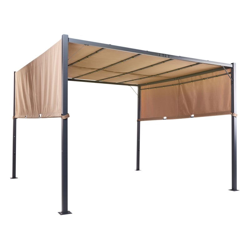 Pawilon ogrodowy LED PARGA Metal 310 cm 310 cm Brązowy Pawilon ogrodowy LED PARGA Metal 310 cm 310 cm Brązowy
