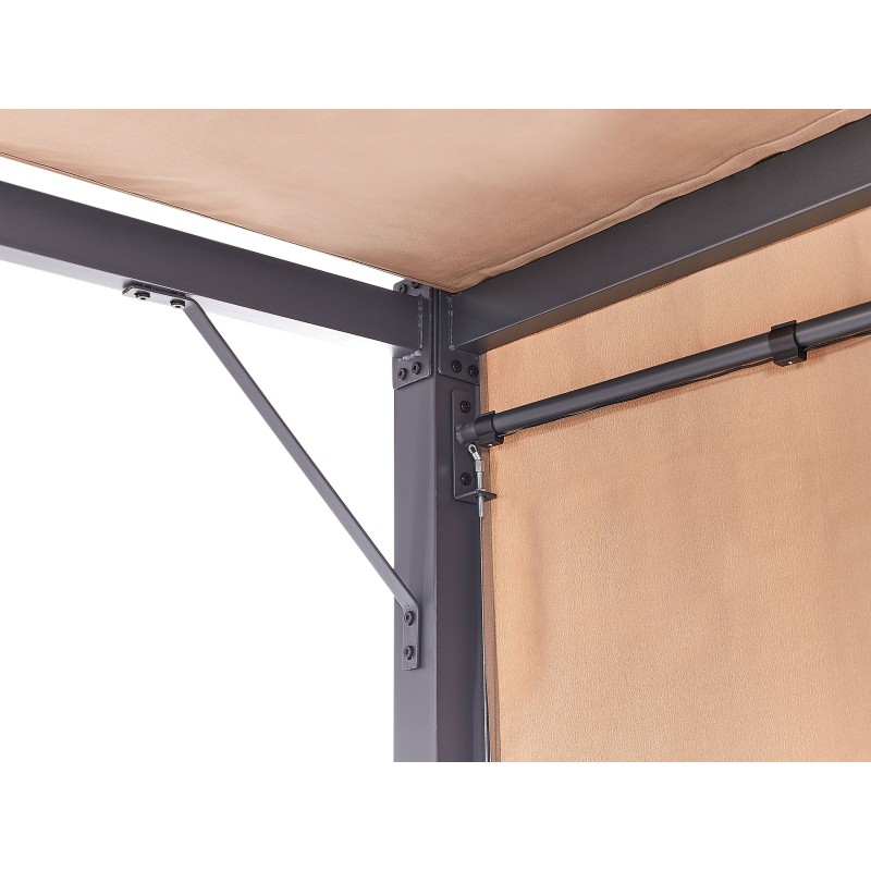 Pawilon ogrodowy LED PARGA Metal 310 cm 310 cm Brązowy Pawilon ogrodowy LED PARGA Metal 310 cm 310 cm Brązowy