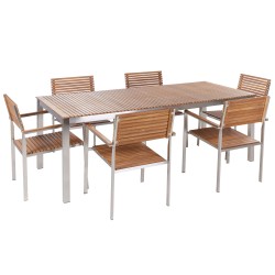 Zestaw ogrodowy dla 6 osób VIAREGGIO Drewno tekowe (certyfikat FSC®) Brązowy