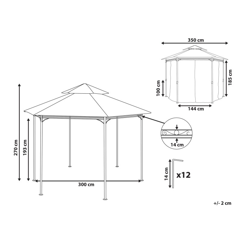 Pawilon ogrodowy PORTEL Metal 350 cm 350 cm Beżowy Pawilon ogrodowy PORTEL Metal 350 cm 350 cm Beżowy