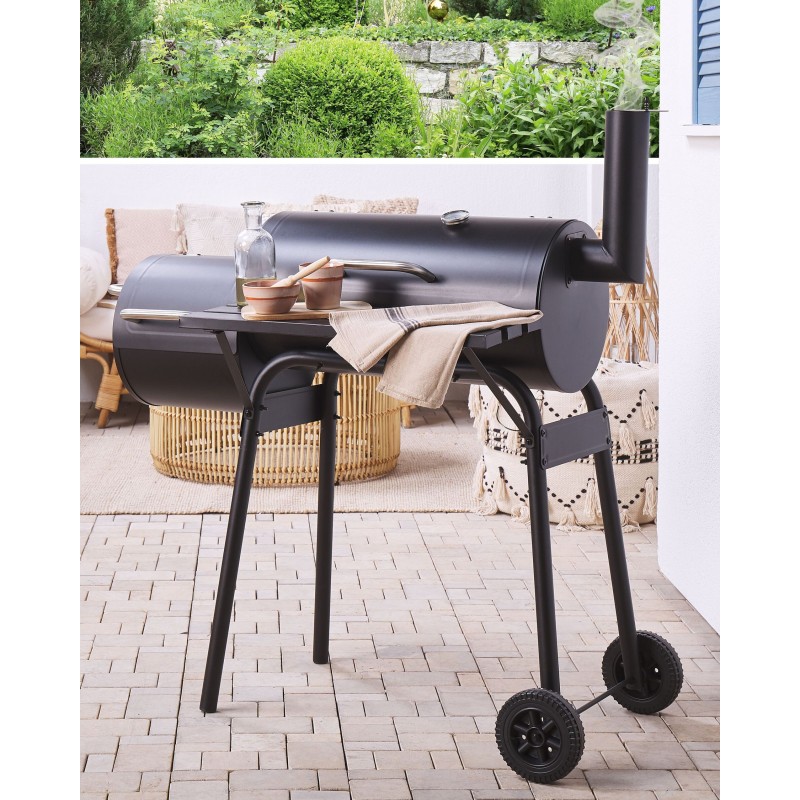 Grill węglowy KATLA Z wędzarnią Metal Czarny Grill węglowy KATLA Z wędzarnią Metal Czarny
