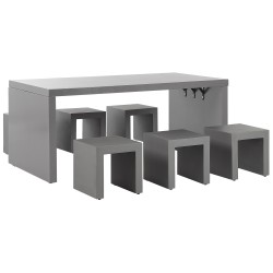 Zestaw ogrodowy ze stołkami dla 6 osób TARANTO Beton Szary Zestaw ogrodowy ze stołkami dla 6 osób TARANTO Beton Szary