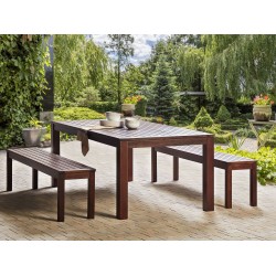 Zestaw ogrodowy z ławkami dla 6 osób TUSCANIA Drewno eukaliptusowe Ciemnobrązowy Zestaw ogrodowy z ławkami dla 6 osób TUSCANIA Drewno eukaliptusowe Ciemnobrązowy