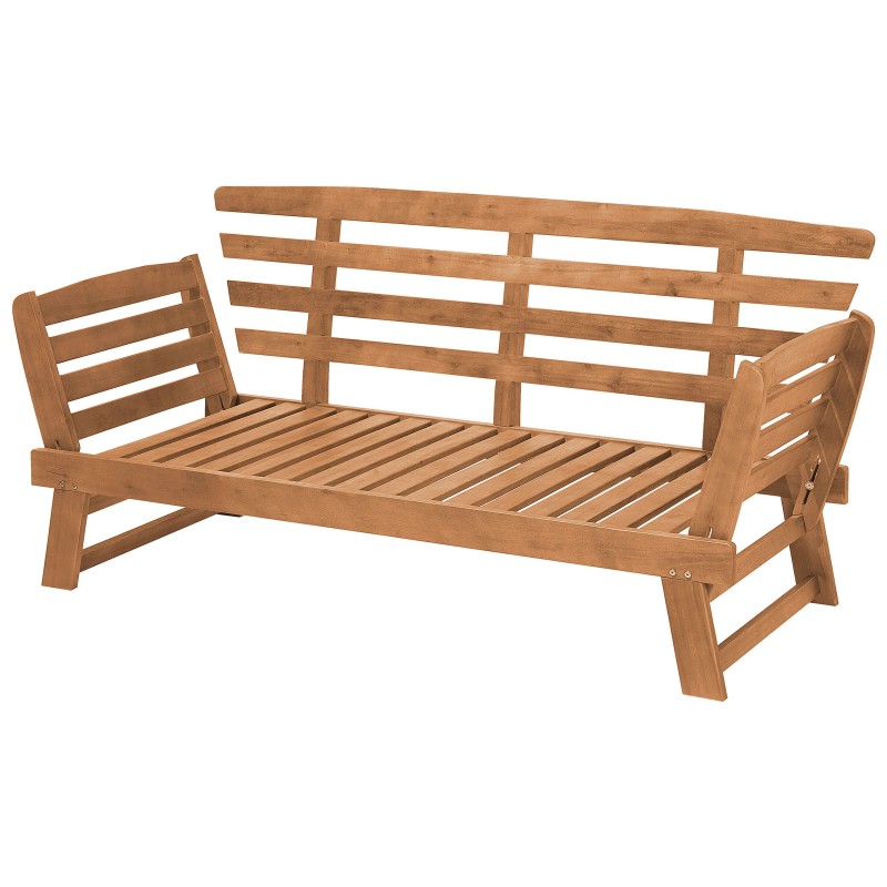 Ławka ogrodowa z poduchą PORTICI 210 cm Drewno eukaliptusowe Jasny brąz/ beżowoszary Ławka ogrodowa z poduchą PORTICI 210 cm Drewno eukaliptusowe Jasny brąz/ beżowoszary