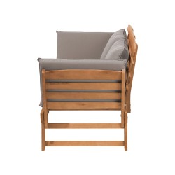 Ławka ogrodowa z poduchą PORTICI 210 cm Drewno eukaliptusowe Jasny brąz/ beżowoszary Ławka ogrodowa z poduchą PORTICI 210 cm Drewno eukaliptusowe Jasny brąz/ beżowoszary