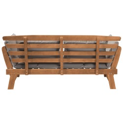 Ławka ogrodowa z poduchą PORTICI 210 cm Drewno eukaliptusowe Jasny brąz/ beżowoszary Ławka ogrodowa z poduchą PORTICI 210 cm Drewno eukaliptusowe Jasny brąz/ beżowoszary
