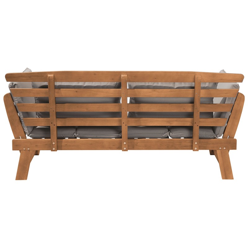 Ławka ogrodowa z poduchą PORTICI 210 cm Drewno eukaliptusowe Jasny brąz/ beżowoszary Ławka ogrodowa z poduchą PORTICI 210 cm Drewno eukaliptusowe Jasny brąz/ beżowoszary