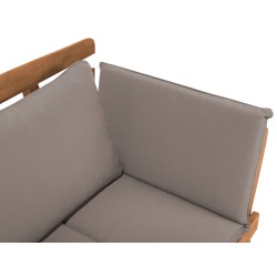 Ławka ogrodowa z poduchą PORTICI 210 cm Drewno eukaliptusowe Jasny brąz/ beżowoszary Ławka ogrodowa z poduchą PORTICI 210 cm Drewno eukaliptusowe Jasny brąz/ beżowoszary