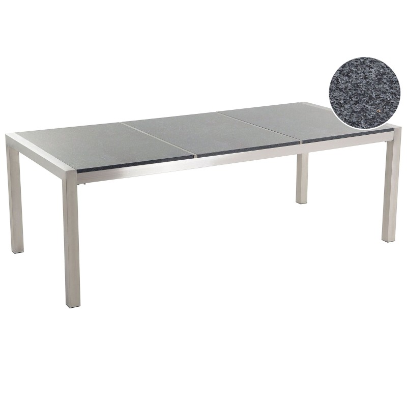 Stół ogrodowy GROSSETO 220 cm 100 cm Polerowany Granit Szary Stół ogrodowy GROSSETO 220 cm 100 cm Polerowany Granit Szary