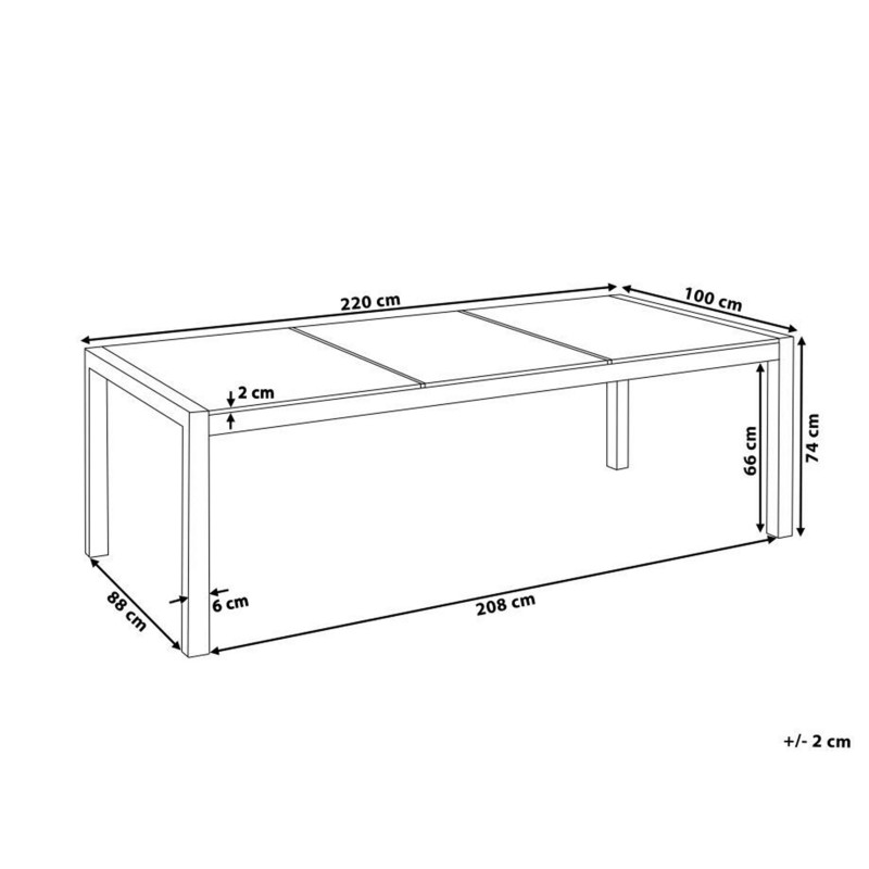 Stół ogrodowy GROSSETO 220 cm 100 cm Polerowany Granit Szary Stół ogrodowy GROSSETO 220 cm 100 cm Polerowany Granit Szary