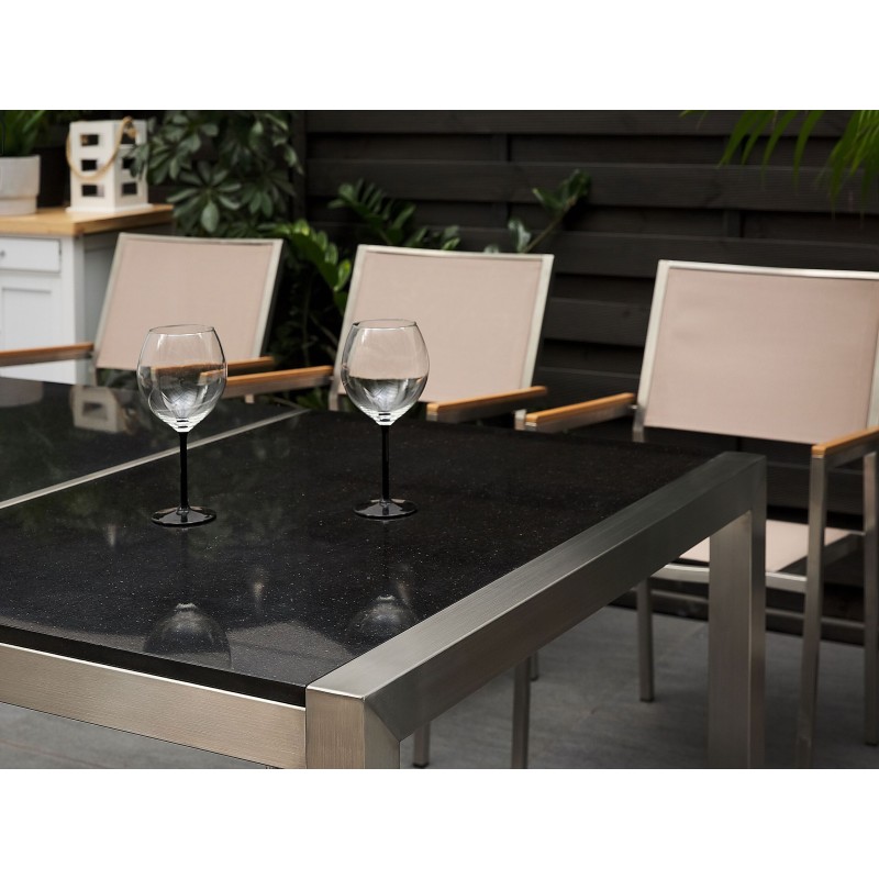 Stół ogrodowy GROSSETO 220 cm 100 cm Polerowany Granit Szary Stół ogrodowy GROSSETO 220 cm 100 cm Polerowany Granit Szary