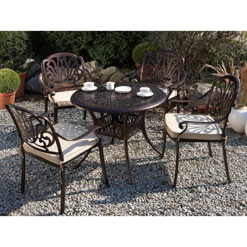 Stół ogrodowy dla 4 osób ANCONA 90 cm 90 cm Metal Ciemnobrązowy Stół ogrodowy dla 4 osób ANCONA 90 cm 90 cm Metal Ciemnobrązowy