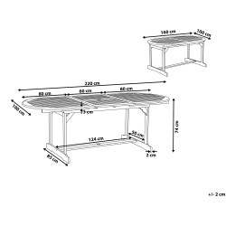Stół ogrodowy rozkładany MAUI 160/220 cm 100 cm Drewno akacjowe Jasnobrązowy Stół ogrodowy rozkładany MAUI 160/220 cm 100 cm Drewno akacjowe Jasnobrązowy
