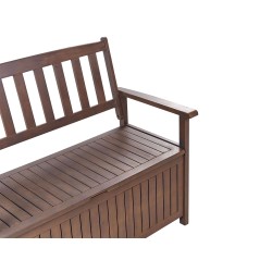 Ławka ogrodowa z poduchą SOVANA 120 cm ze schowkiem Drewno akacjowe Czerwony Ławka ogrodowa z poduchą SOVANA 120 cm ze schowkiem Drewno akacjowe Czerwony