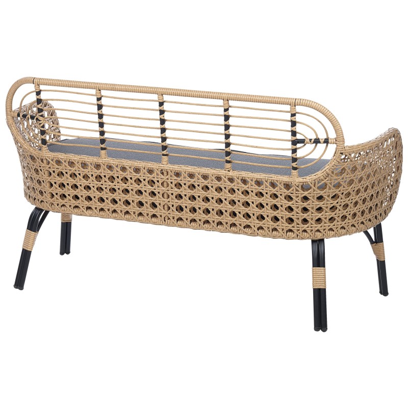 Ławka ogrodowa z poduchą PRATELLO 122 cm Technorattan Naturalny Ławka ogrodowa z poduchą PRATELLO 122 cm Technorattan Naturalny