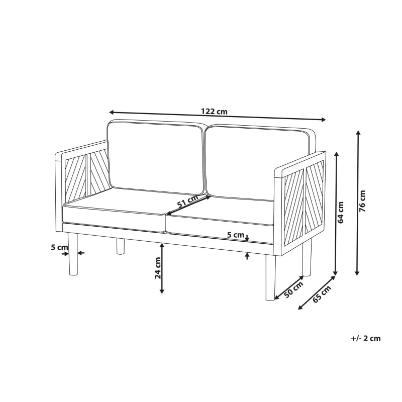 Sofa dwuosobowa drewniana jasna BARATTI Sofa dwuosobowa drewniana jasna BARATTI