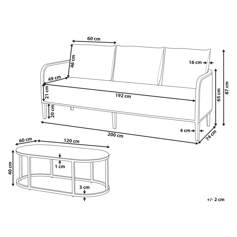 Sofa ogrodowa 3-osobowa złamana biel MONTEFALCO Sofa ogrodowa 3-osobowa złamana biel MONTEFALCO