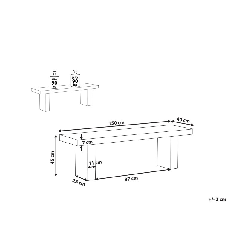 Ławka ogrodowa TARANTO 150 cm Beton Szary Ławka ogrodowa TARANTO 150 cm Beton Szary