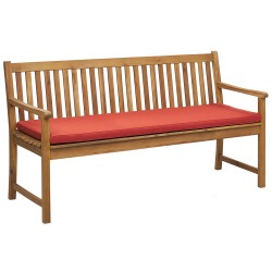Ławka ogrodowa z poduchą VIVARA 160 cm Certyfikowane drewno akacjowe Bordowy Ławka ogrodowa z poduchą VIVARA 160 cm Certyfikowane drewno akacjowe Bordowy