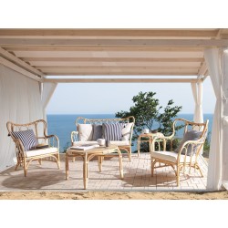 Zestaw ogrodowy ze stolikiem dla 4 osób BRINDISI Rattan Naturalny Zestaw ogrodowy ze stolikiem dla 4 osób BRINDISI Rattan Naturalny