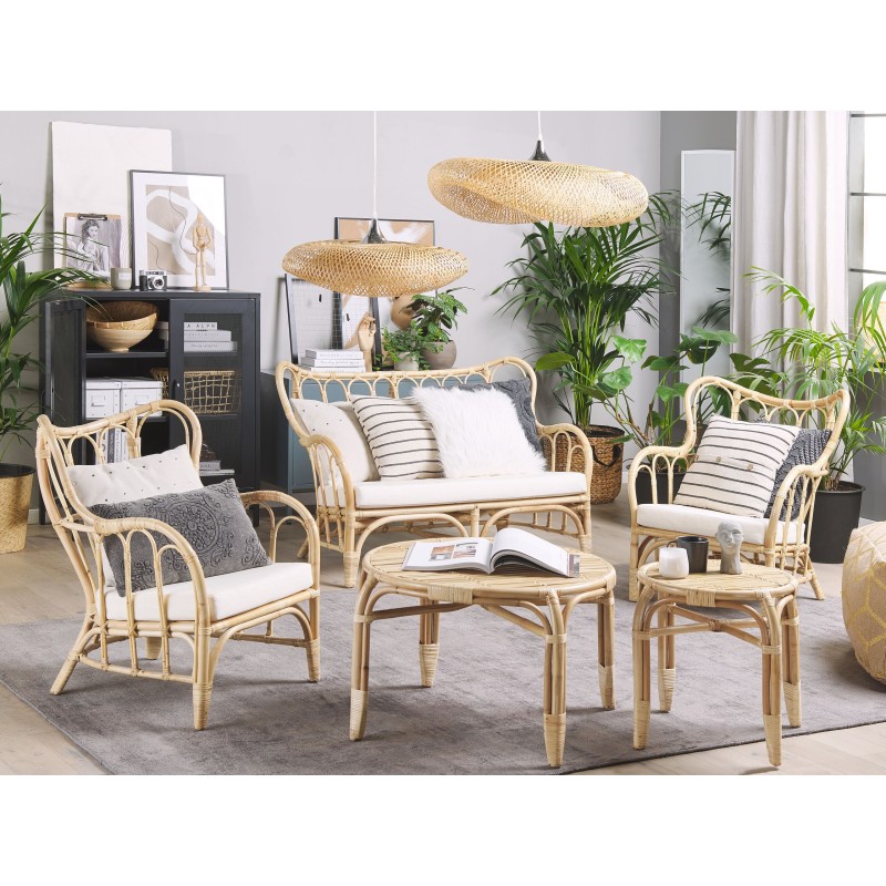 Zestaw ogrodowy ze stolikiem dla 4 osób BRINDISI Rattan Naturalny Zestaw ogrodowy ze stolikiem dla 4 osób BRINDISI Rattan Naturalny