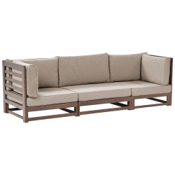 Sofa ogrodowa z certyfikowanego drewna 3-osobowa ciemna TRANI