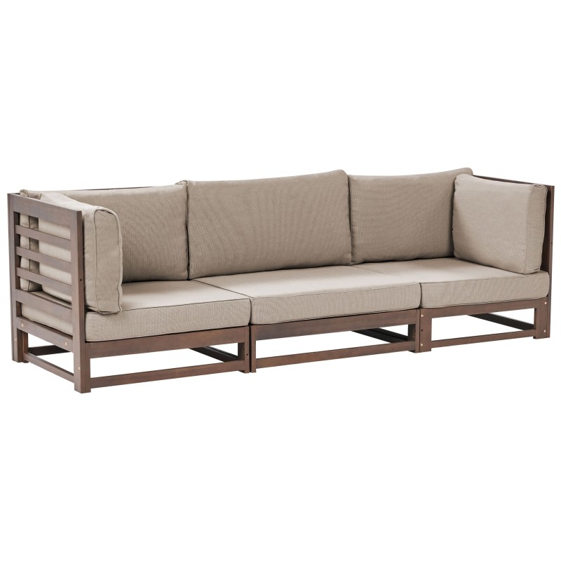 Sofa ogrodowa z certyfikowanego drewna 3-osobowa ciemna TRANI Sofa ogrodowa z certyfikowanego drewna 3-osobowa ciemna TRANI