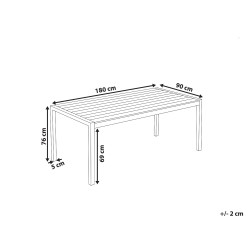 Stół ogrodowy VERNIO 180 cm 90 cm Metal Czarny/ srebrny Stół ogrodowy VERNIO 180 cm 90 cm Metal Czarny/ srebrny