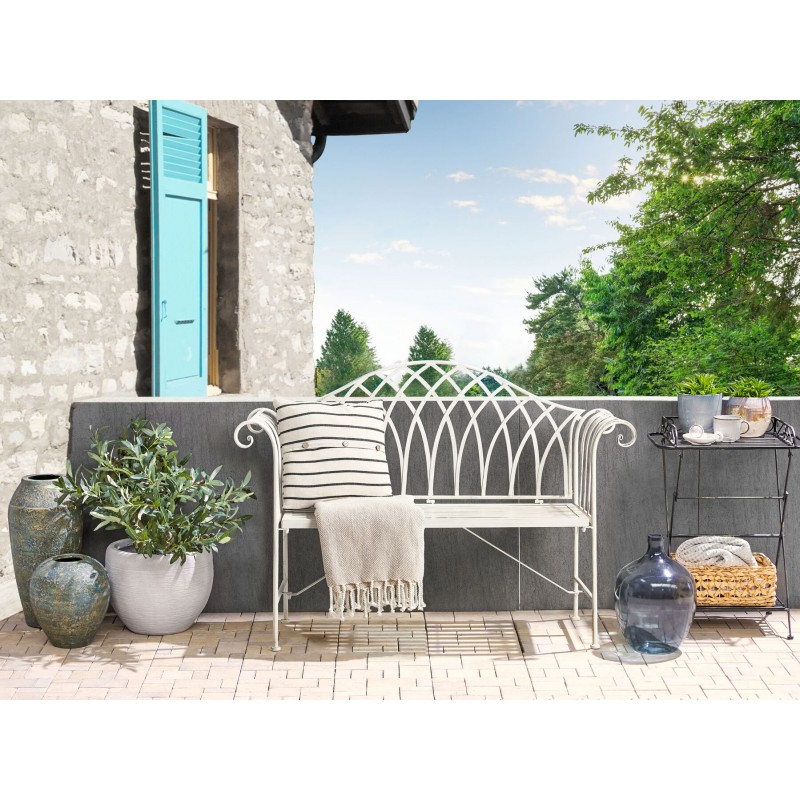 Ławka ogrodowa MILAZZO 130 cm Metal Biały Ławka ogrodowa MILAZZO 130 cm Metal Biały