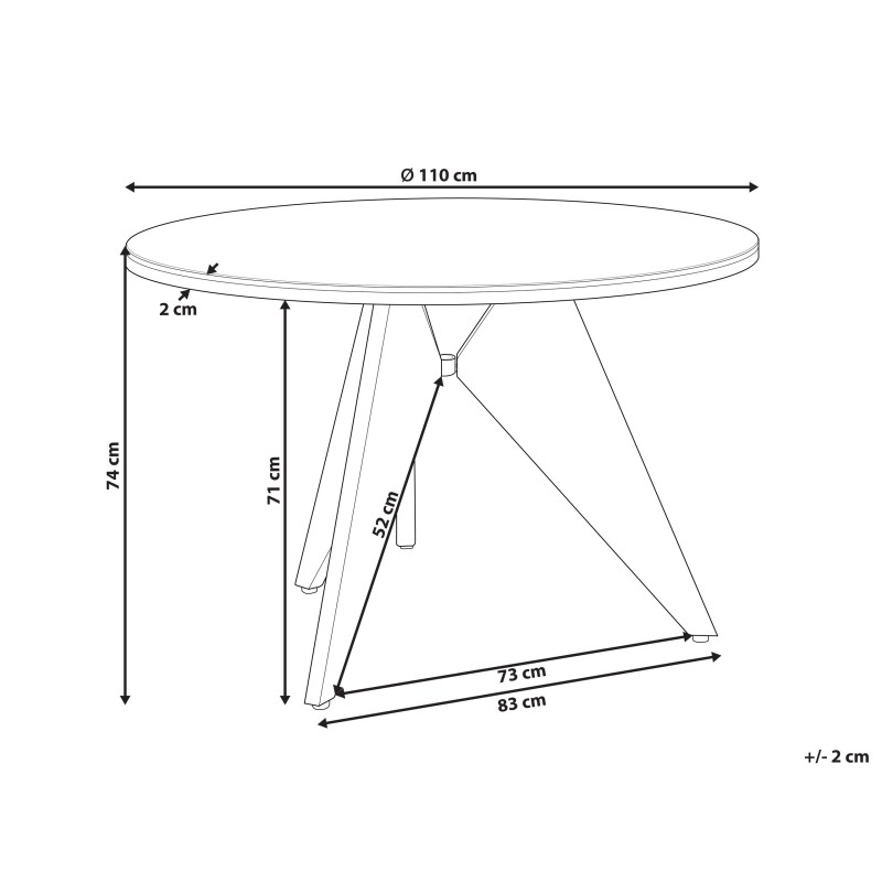 Stół ogrodowy OLMETTO 83 cm 110 cm Szkło Czarny Stół ogrodowy OLMETTO 83 cm 110 cm Szkło Czarny
