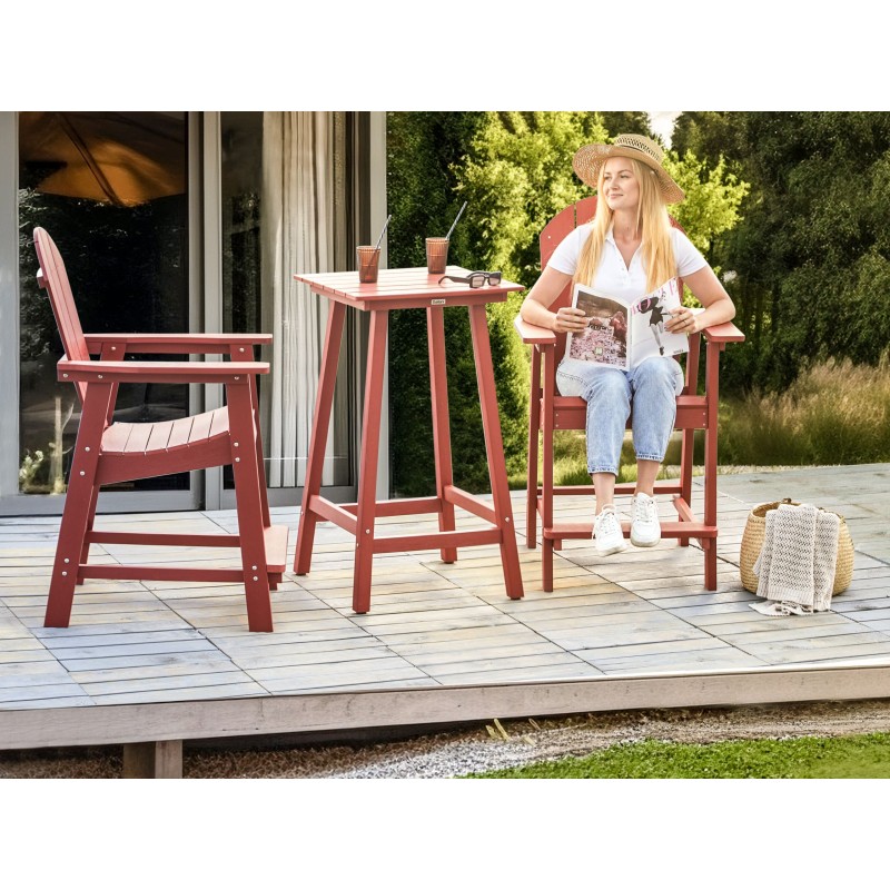 Stolik ogrodowy barowy ADIRONDACK 60 cm 59 cm Materiał syntetyczny Czerwony Stolik ogrodowy barowy ADIRONDACK 60 cm 59 cm Materiał syntetyczny Czerwony