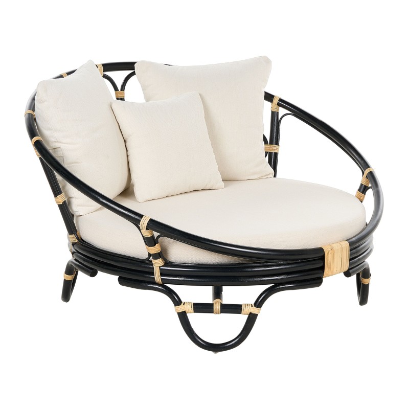 Zestaw 2 łóżek ogrodowych ROSSANO Rattan Czarny Zestaw 2 łóżek ogrodowych ROSSANO Rattan Czarny