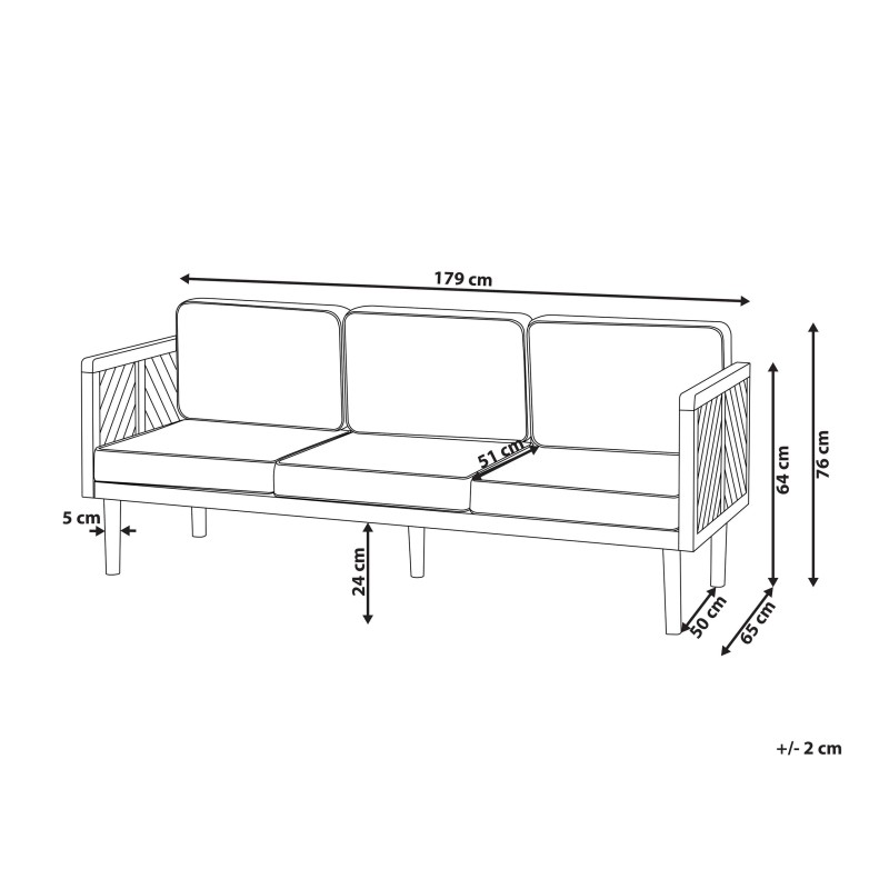 Sofa trzyosobowa drewniana jasna BARATTI Sofa trzyosobowa drewniana jasna BARATTI