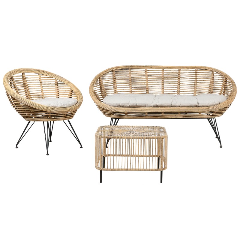 Zestaw ogrodowy ze stolikiem dla 3 osób MARATEA/CESENATICO Rattan Naturalny Zestaw ogrodowy ze stolikiem dla 3 osób MARATEA/CESENATICO Rattan Naturalny