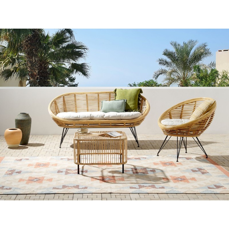 Zestaw ogrodowy ze stolikiem dla 3 osób MARATEA/CESENATICO Rattan Naturalny Zestaw ogrodowy ze stolikiem dla 3 osób MARATEA/CESENATICO Rattan Naturalny