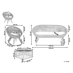 Zestaw ogrodowy ze stolikiem dla 3 osób MARATEA/CESENATICO Rattan Naturalny Zestaw ogrodowy ze stolikiem dla 3 osób MARATEA/CESENATICO Rattan Naturalny