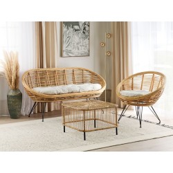 Zestaw ogrodowy ze stolikiem dla 3 osób MARATEA/CESENATICO Rattan Naturalny Zestaw ogrodowy ze stolikiem dla 3 osób MARATEA/CESENATICO Rattan Naturalny
