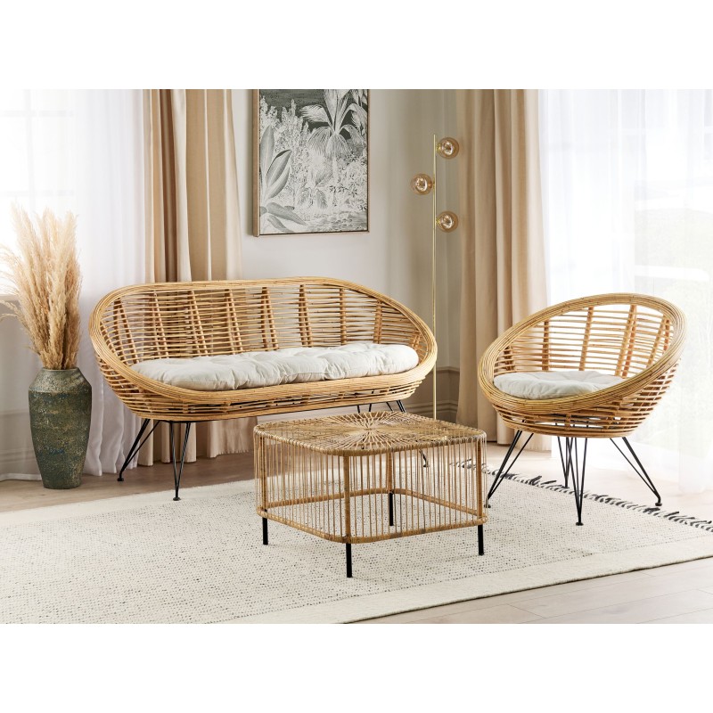 Zestaw ogrodowy ze stolikiem dla 3 osób MARATEA/CESENATICO Rattan Naturalny Zestaw ogrodowy ze stolikiem dla 3 osób MARATEA/CESENATICO Rattan Naturalny