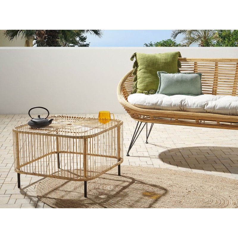 Zestaw ogrodowy ze stolikiem dla 3 osób MARATEA/CESENATICO Rattan Naturalny Zestaw ogrodowy ze stolikiem dla 3 osób MARATEA/CESENATICO Rattan Naturalny