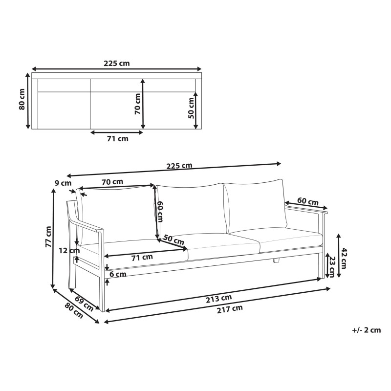 Sofa ogrodowa 3-osobowa jasnoszara KIATO Sofa ogrodowa 3-osobowa jasnoszara KIATO