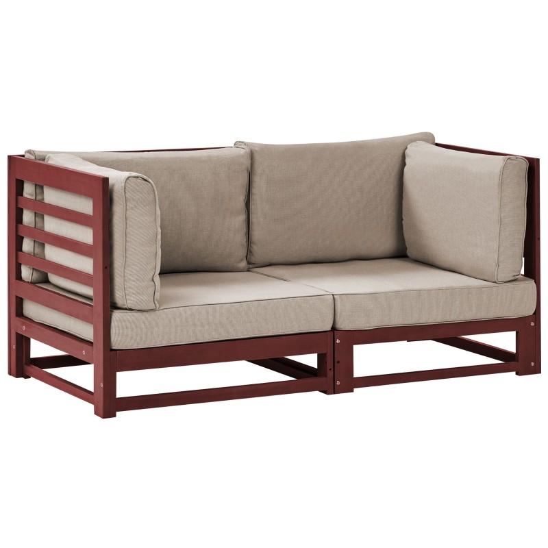 Sofa ogrodowa drewniana 2-osobowa mahoniowy brąz TRANI Sofa ogrodowa drewniana 2-osobowa mahoniowy brąz TRANI