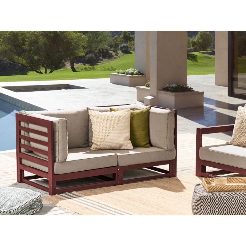 Sofa ogrodowa drewniana 2-osobowa mahoniowy brąz TRANI Sofa ogrodowa drewniana 2-osobowa mahoniowy brąz TRANI