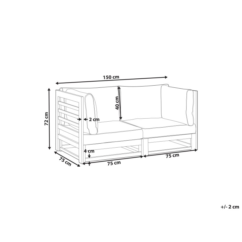 Sofa ogrodowa drewniana 2-osobowa mahoniowy brąz TRANI Sofa ogrodowa drewniana 2-osobowa mahoniowy brąz TRANI