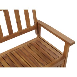 Ławka ogrodowa z poduchą SOVANA 120 cm ze schowkiem Drewno akacjowe Czerwony Ławka ogrodowa z poduchą SOVANA 120 cm ze schowkiem Drewno akacjowe Czerwony