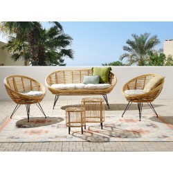 Zestaw ogrodowy ze stolikiem dla 4 osób MARATEA/CESENATICO Rattan Naturalny Zestaw ogrodowy ze stolikiem dla 4 osób MARATEA/CESENATICO Rattan Naturalny