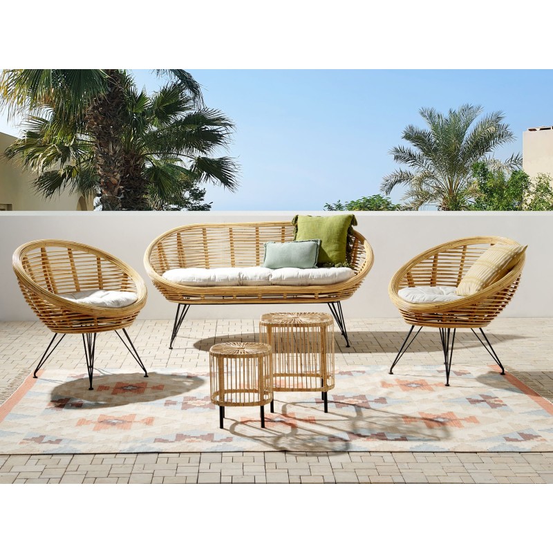Zestaw ogrodowy ze stolikiem dla 4 osób MARATEA/CESENATICO Rattan Naturalny Zestaw ogrodowy ze stolikiem dla 4 osób MARATEA/CESENATICO Rattan Naturalny