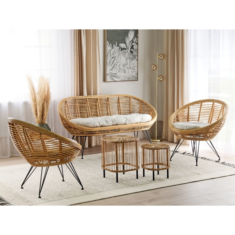 Zestaw ogrodowy ze stolikiem dla 4 osób MARATEA/CESENATICO Rattan Naturalny Zestaw ogrodowy ze stolikiem dla 4 osób MARATEA/CESENATICO Rattan Naturalny