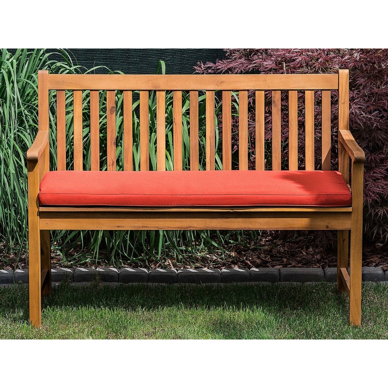 Ławka ogrodowa z poduchą VIVARA 120 cm Certyfikowane drewno akacjowe Bordowy Ławka ogrodowa z poduchą VIVARA 120 cm Certyfikowane drewno akacjowe Bordowy