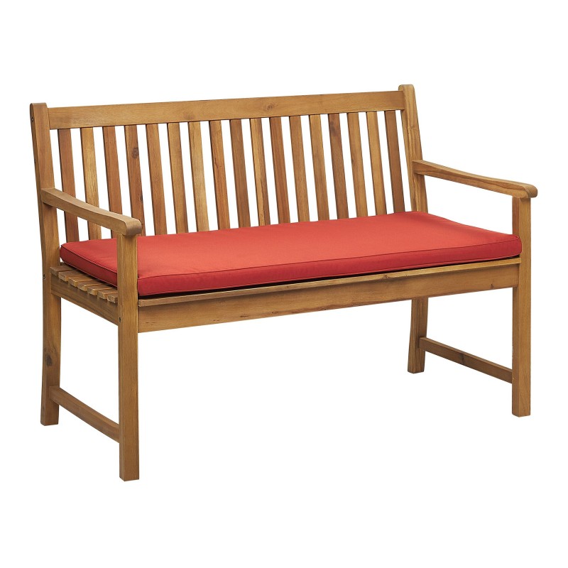 Ławka ogrodowa z poduchą VIVARA 120 cm Certyfikowane drewno akacjowe Bordowy Ławka ogrodowa z poduchą VIVARA 120 cm Certyfikowane drewno akacjowe Bordowy