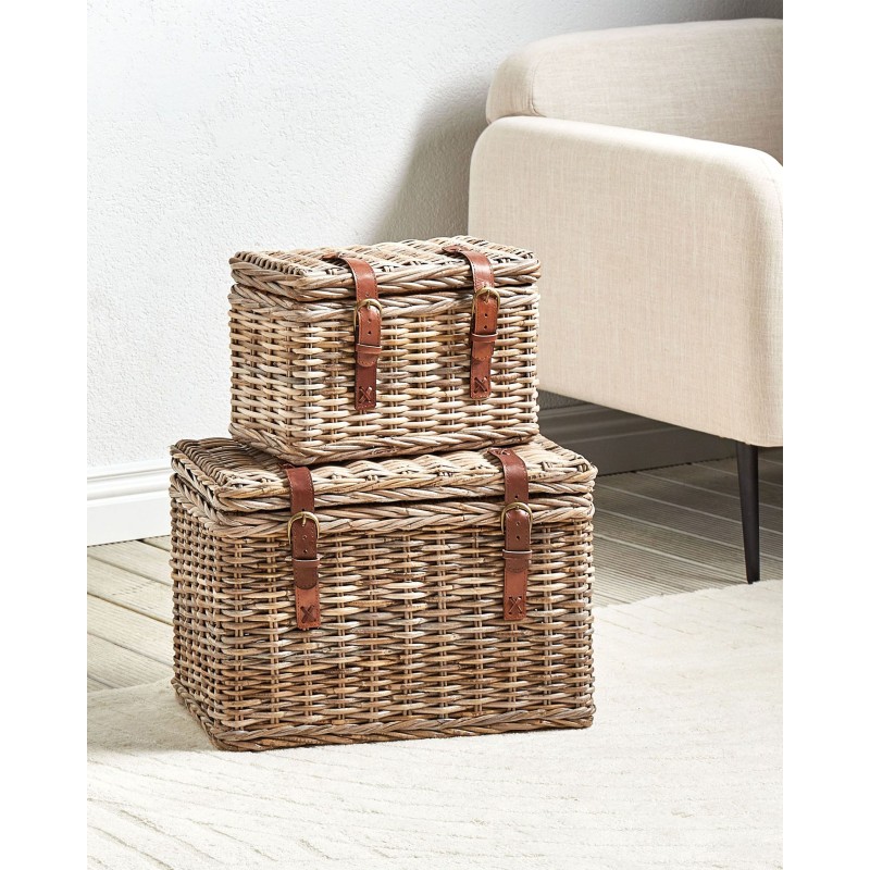 Zestaw 2 koszy IRBID Rattan Naturalny Zestaw 2 koszy IRBID Rattan Naturalny